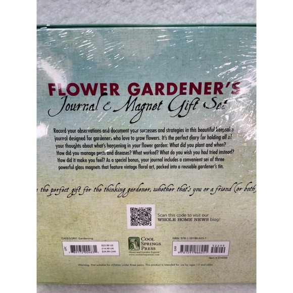 Cool Springs Press Flower Gardener's Journal Gift Set w/ Magnets and Tin NIP - Picture 5 of 6